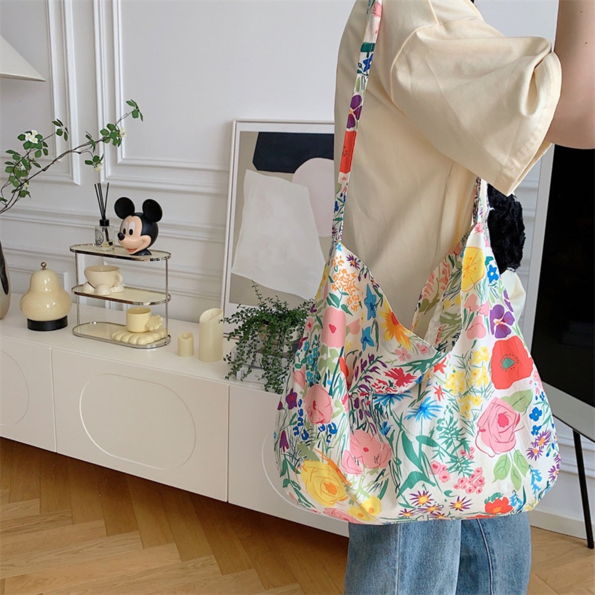 Romantic Bloom Canvas Bag Large Capacity - 4 Colors