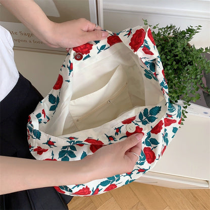 Romantic Bloom Canvas Bag Large Capacity - 4 Colors