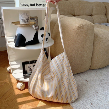 Striped Simplicity Canvas Bag Large Capacity - 2 Colors