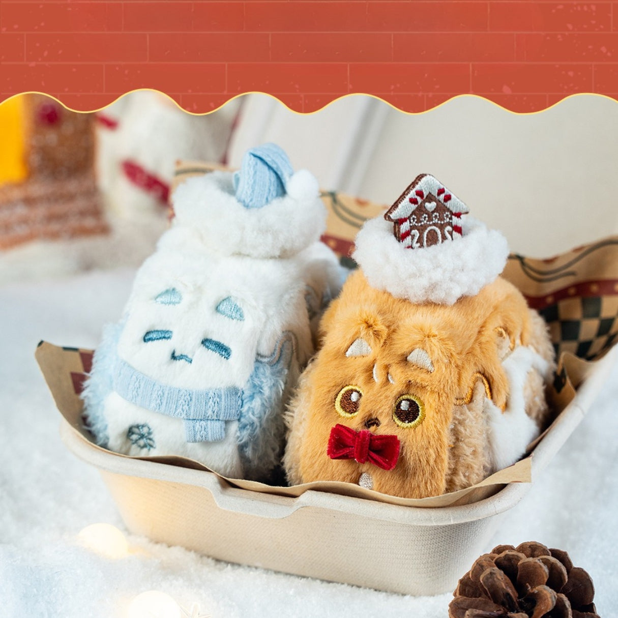 Christmas Edition | Cozy Kitten Roll Plush Keychain Charm