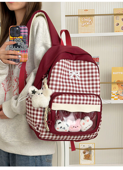Plaid Vibe Large Capacity Ita Backpack