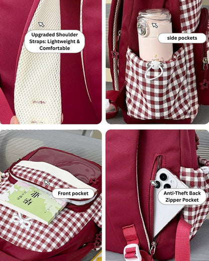 Plaid Vibe Large Capacity Ita Backpack
