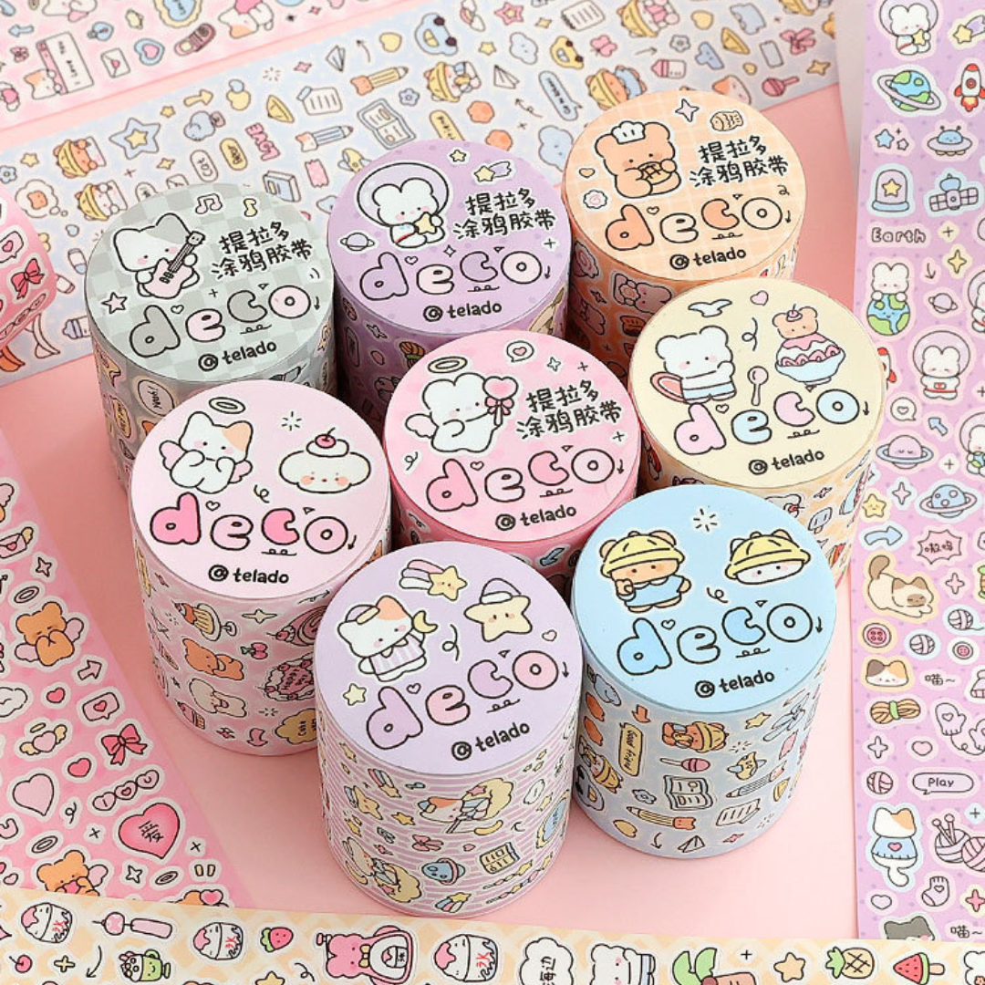 Colorful Graffiti Sticker Roll - Cute Cartoon Decorative Tape