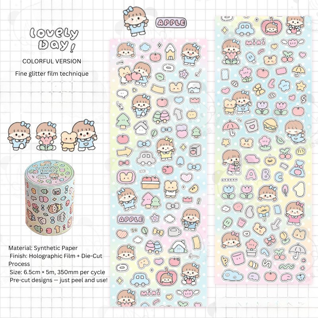 Colorful Graffiti Sticker Roll - Cute Cartoon Decorative Tape