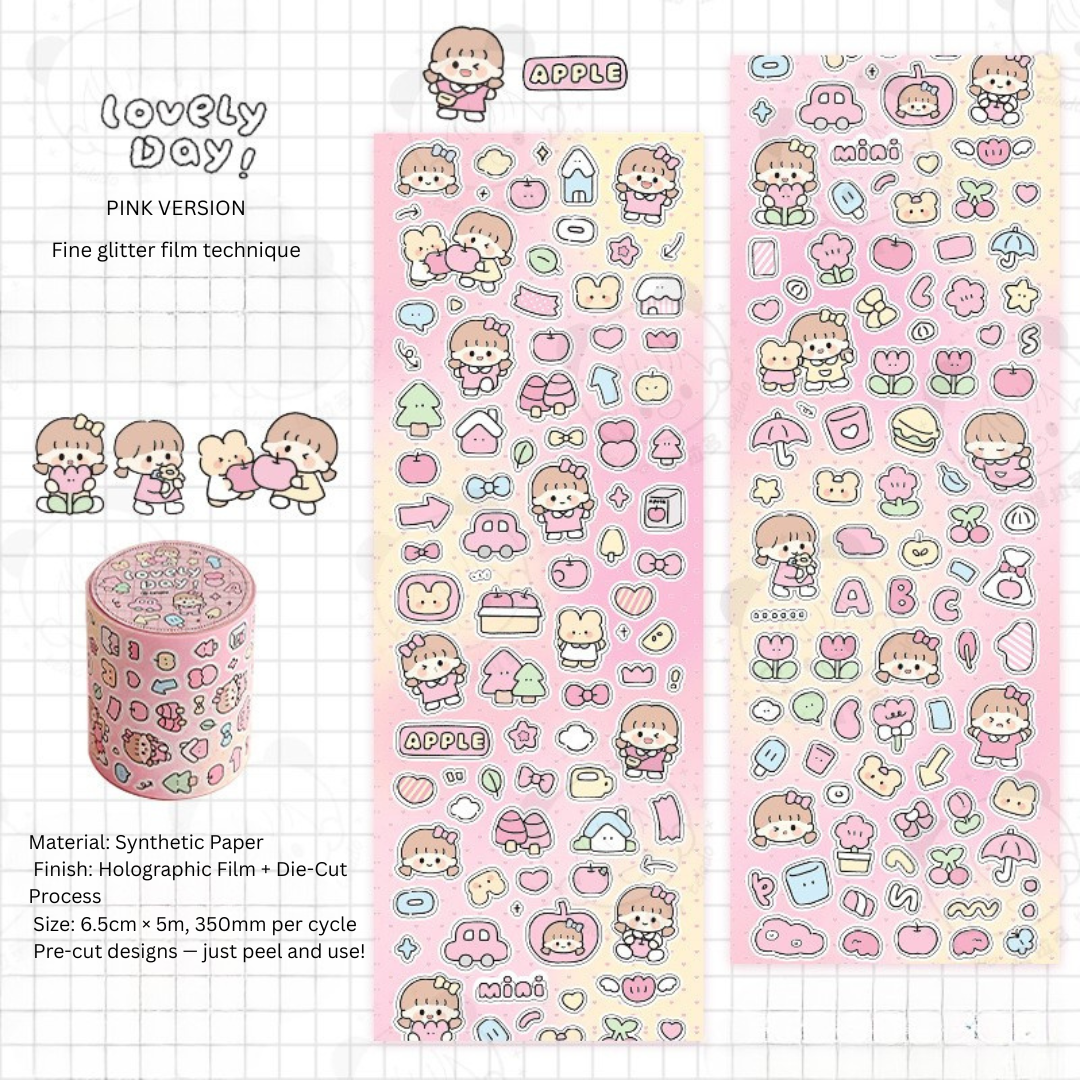 Colorful Graffiti Sticker Roll - Cute Cartoon Decorative Tape