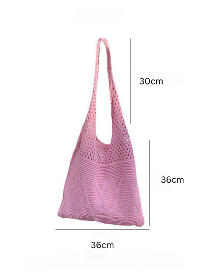 Diamond Tote Bag Hollow Knitted Woolen Bag