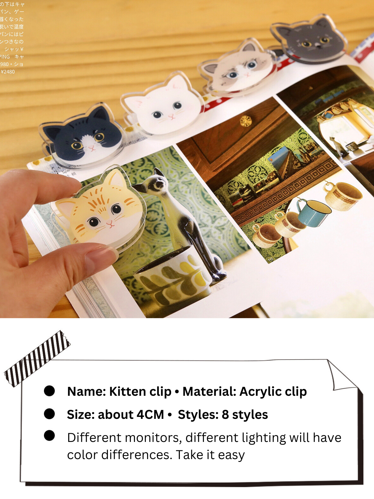 Original Cute Acrylic Cat Clips