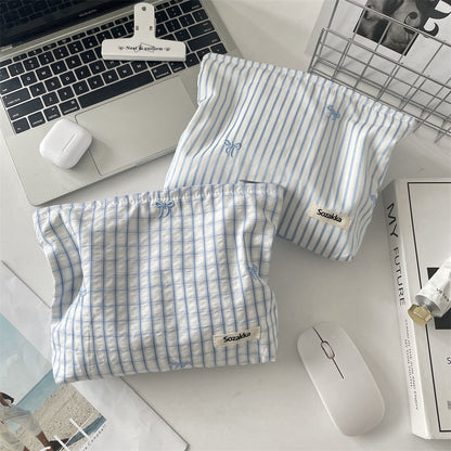 Cozy Gingham & Embroidery Storage Pouch