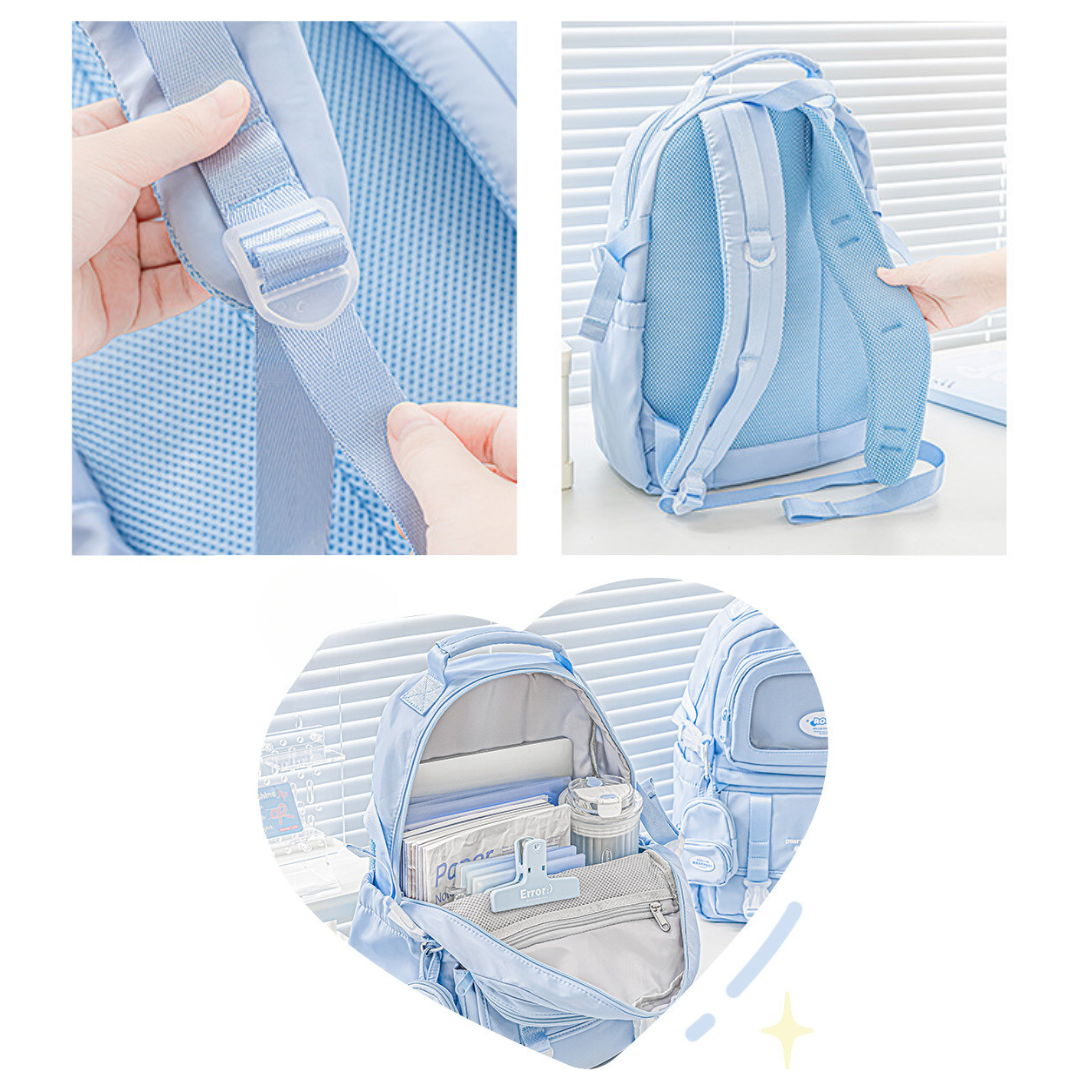 Cream-Style Large Capacity Schoolbag with A Window