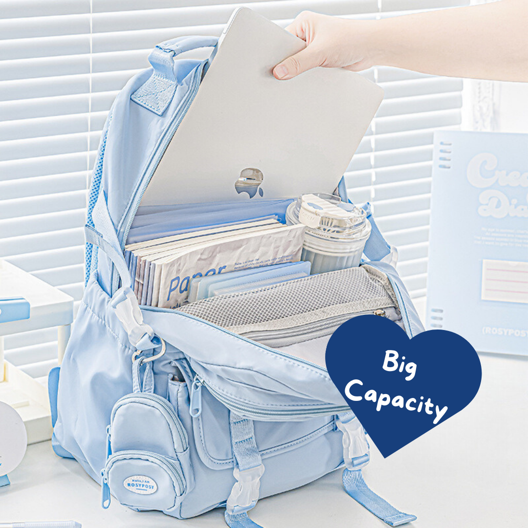 Cream-Style Large Capacity Schoolbag with A Window