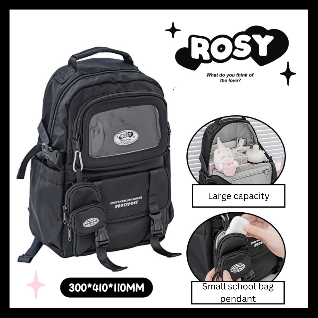 Cream-Style Large Capacity Schoolbag with A Window