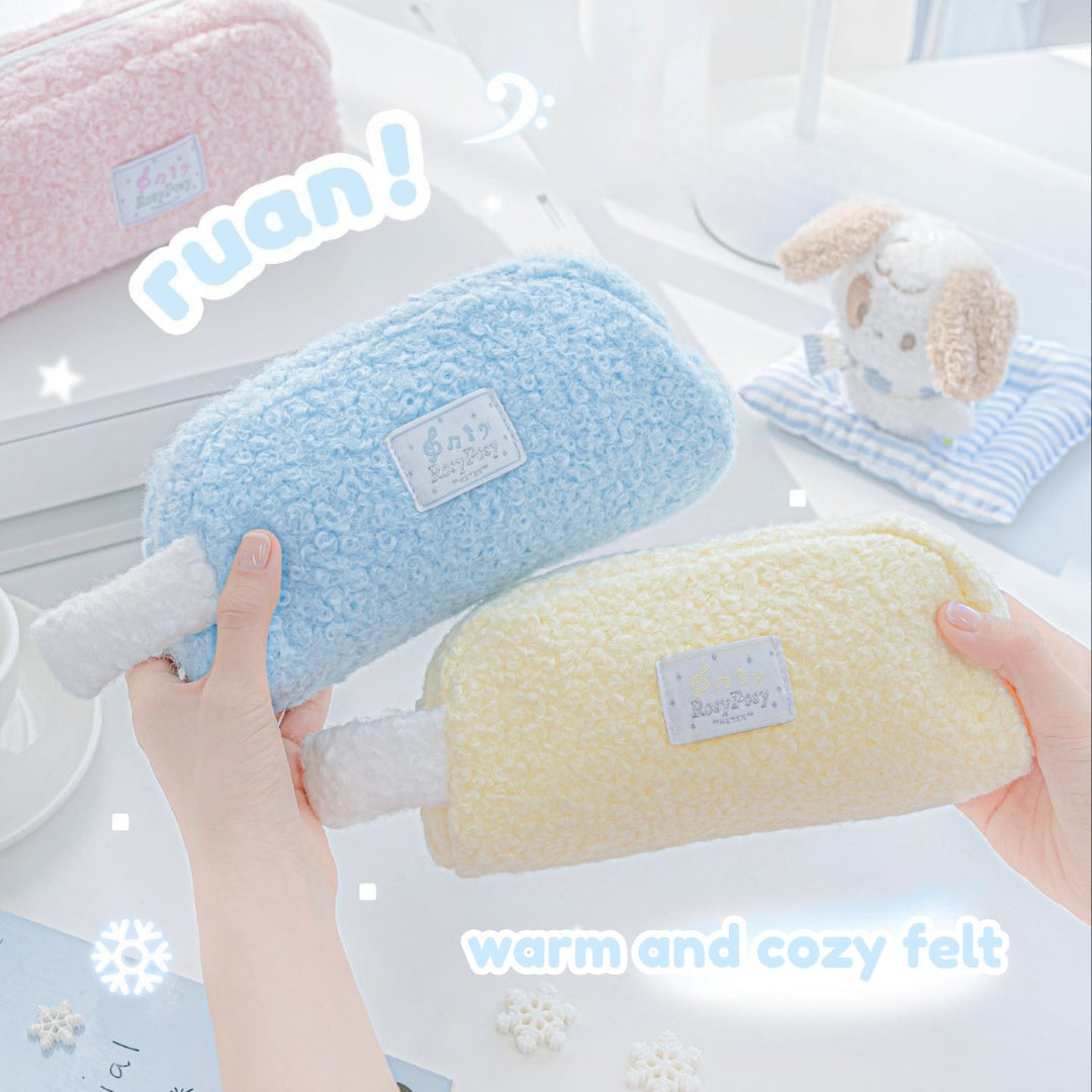 Cream Dream Soft Wool Felt Large Capacity Pencil Pouch