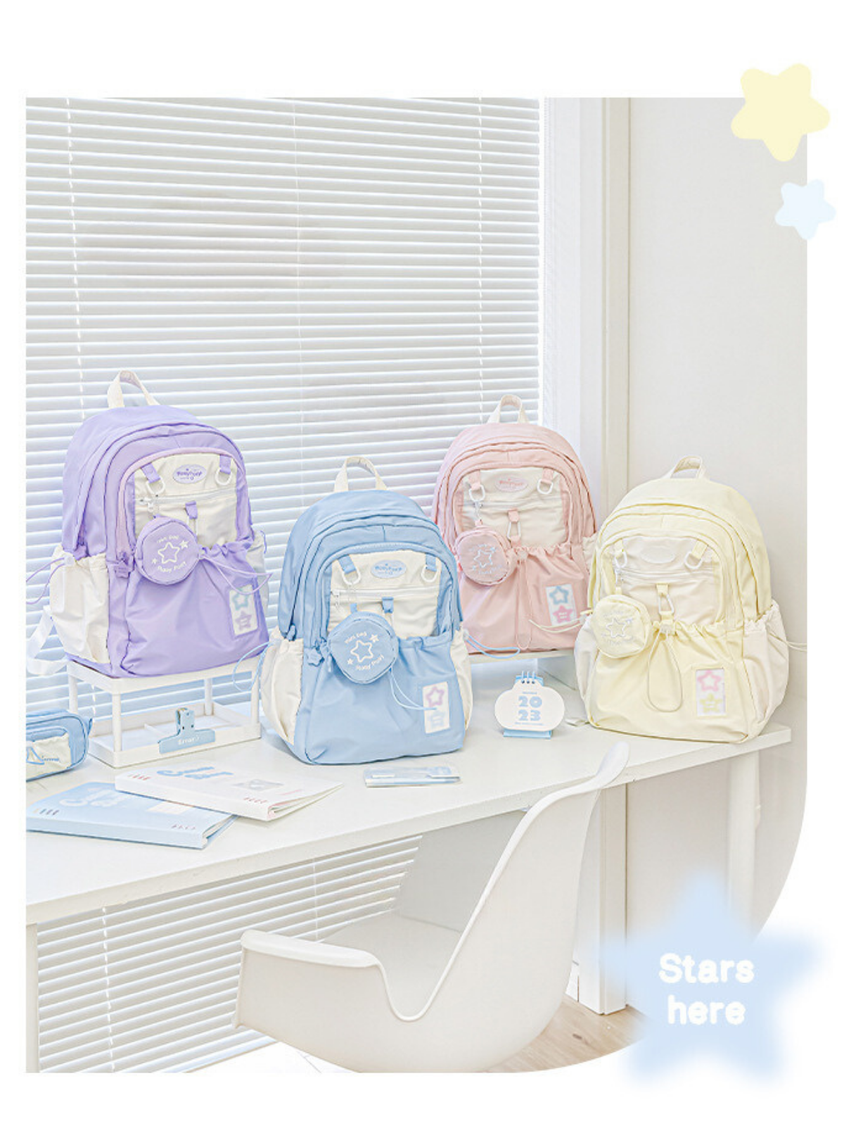 Cream Star Drawstring Backpack – ChicChoi