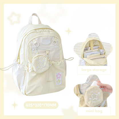 Cream Star Drawstring Backpack