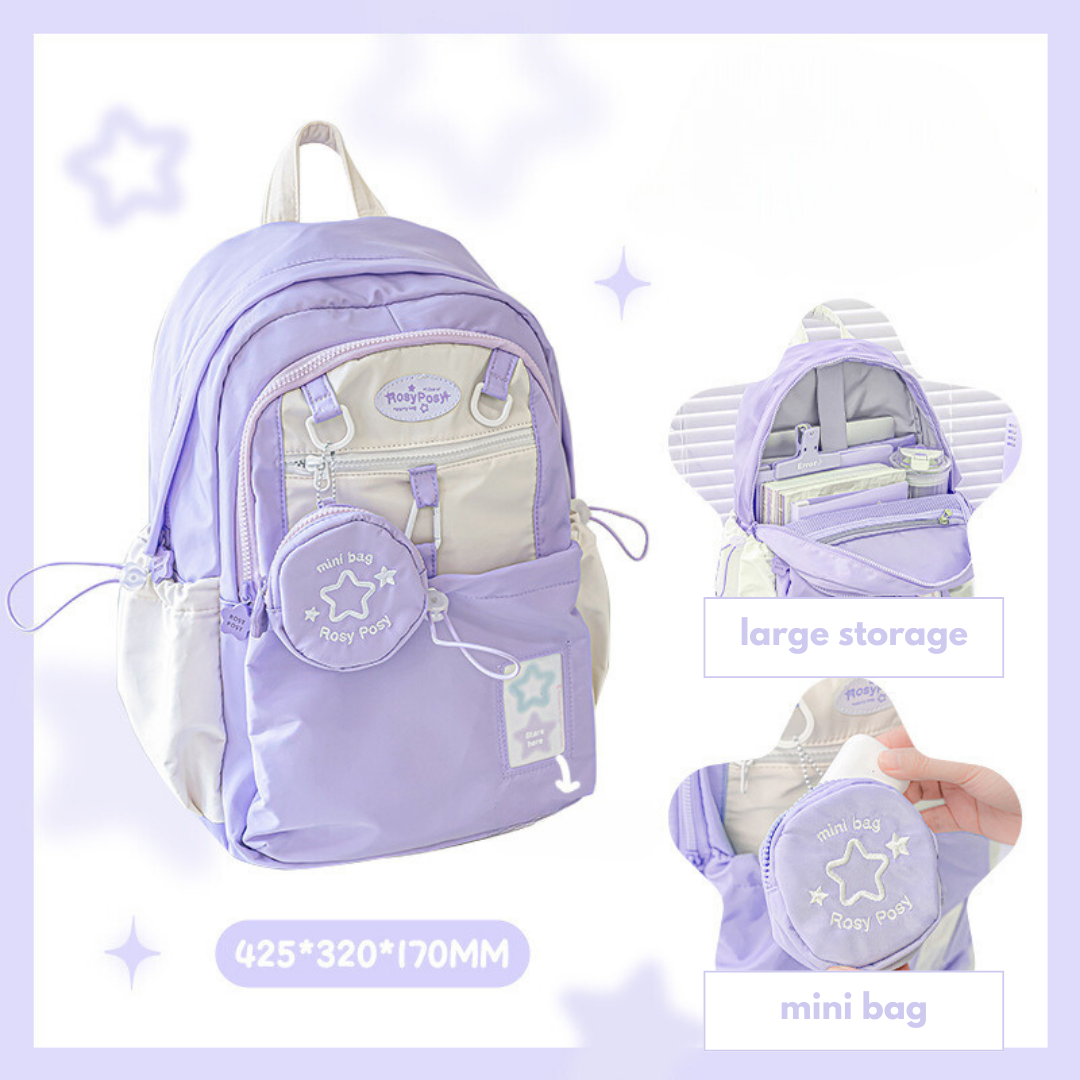 Cream Star Drawstring Backpack