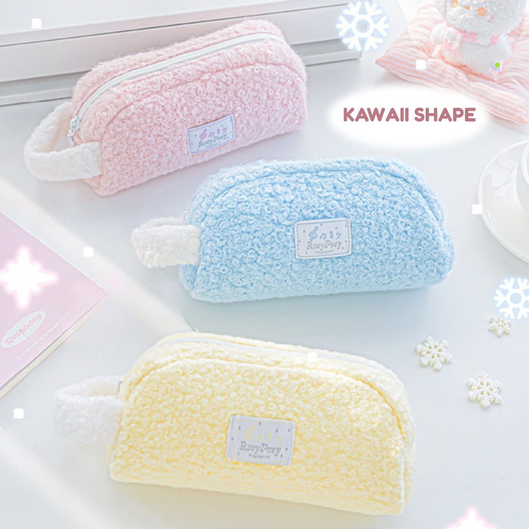 Cream Dream Soft Wool Felt Large Capacity Pencil Pouch