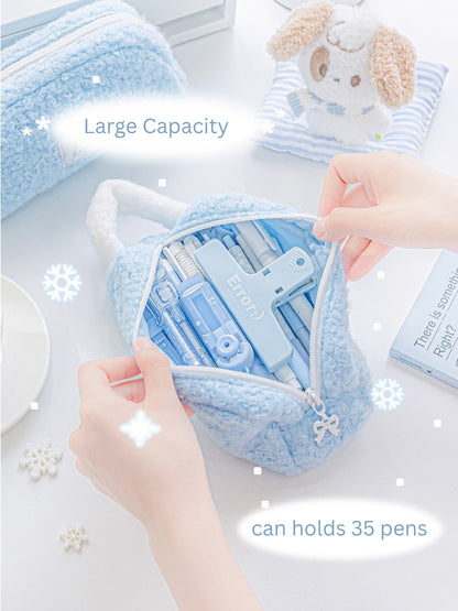 Cream Dream Soft Wool Felt Large Capacity Pencil Pouch