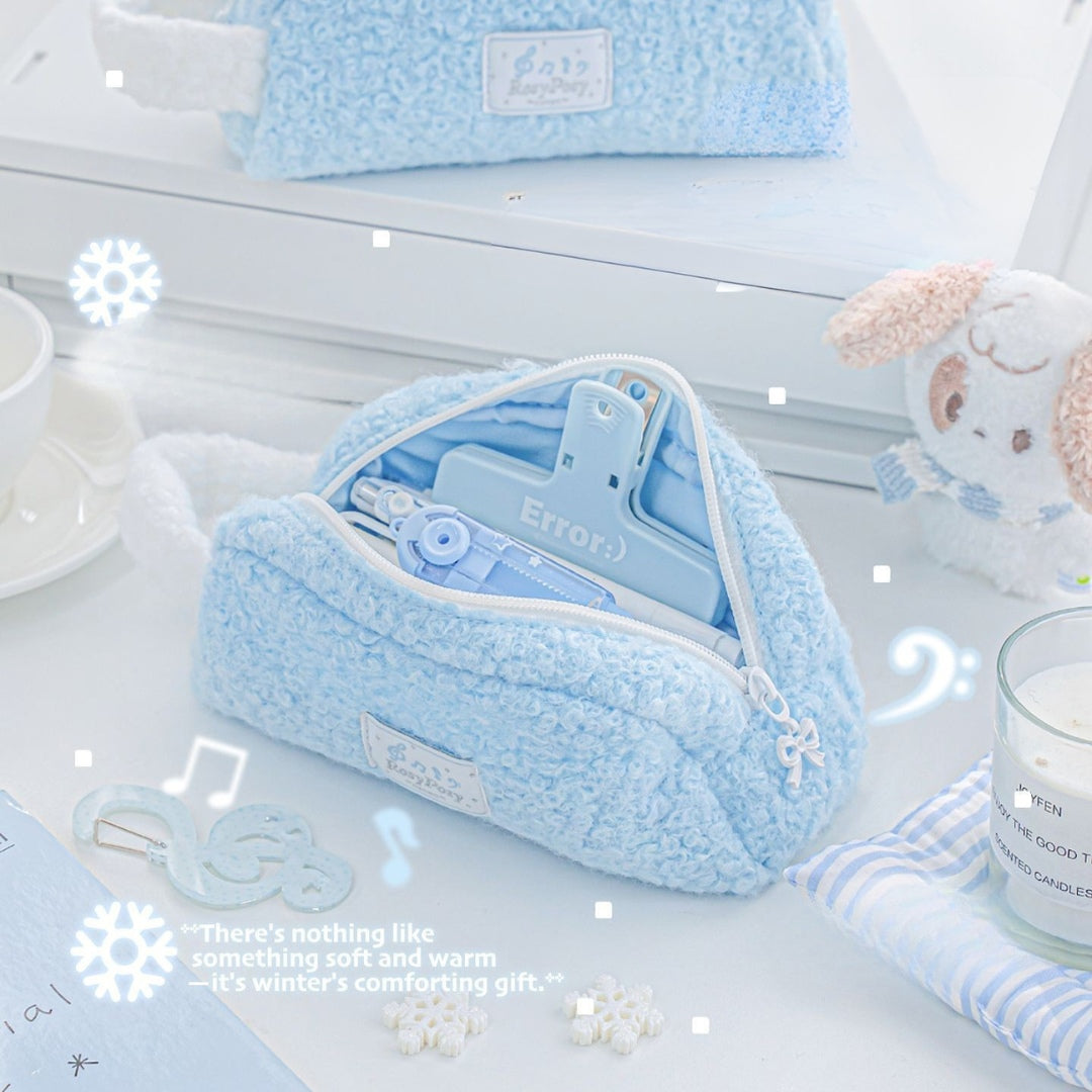 Cream Dream Soft Wool Felt Large Capacity Pencil Pouch