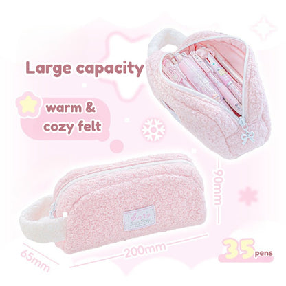 Cream Dream Soft Wool Felt Large Capacity Pencil Pouch