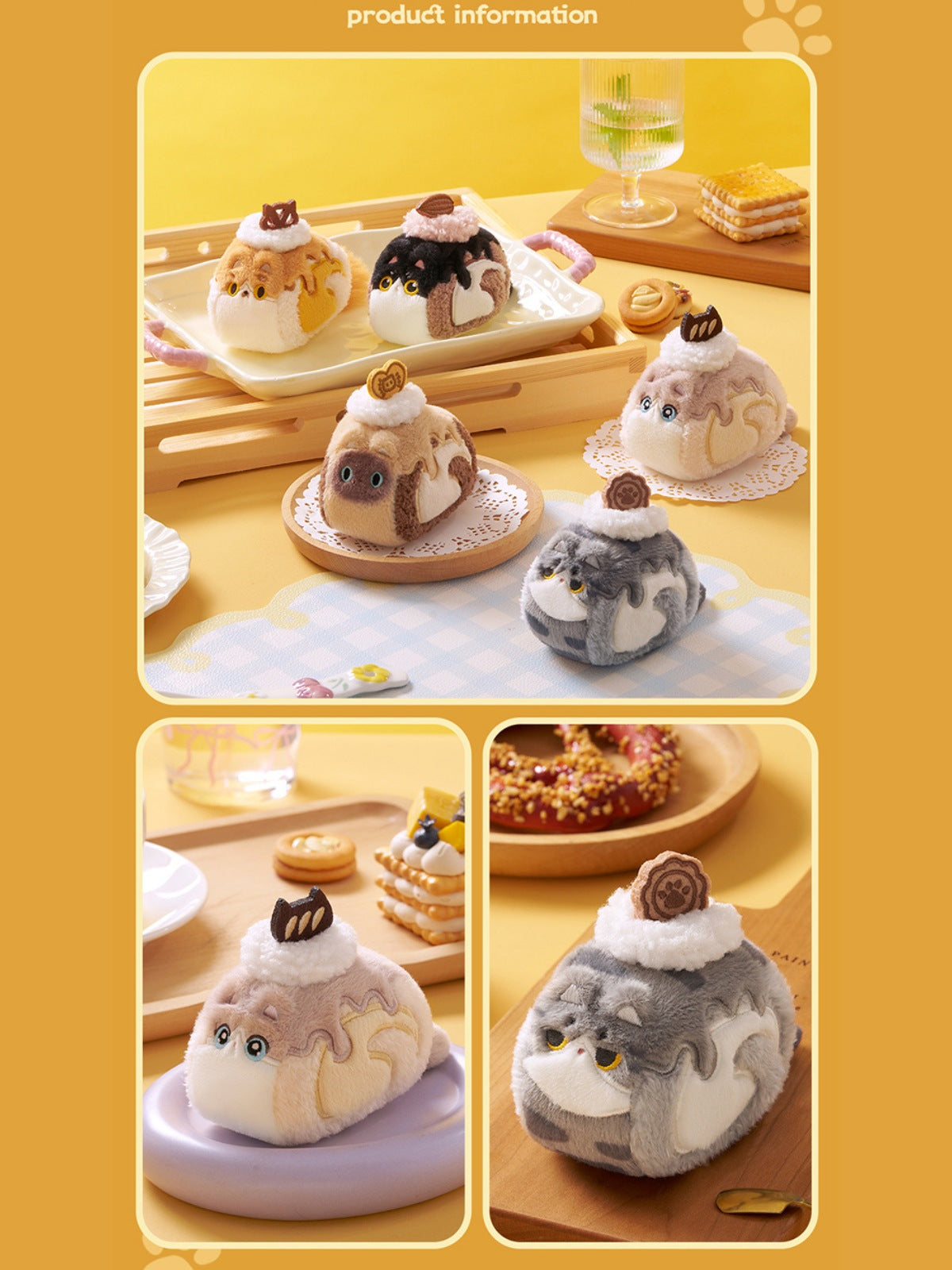 Original Creamy Swiss Roll Cat Plush Toy & Bag Charm