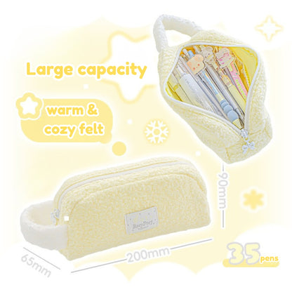 Cream Dream Soft Wool Felt Large Capacity Pencil Pouch