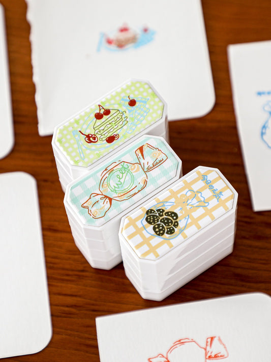 Creative Cute Multi-Layer Cartoon Stamp Set - Candy, Cookie, Cherry Cake