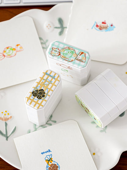 Creative Cute Multi-Layer Cartoon Stamp Set - Candy, Cookie, Cherry Cake