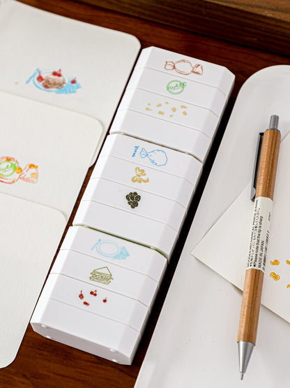 Creative Cute Multi-Layer Cartoon Stamp Set - Candy, Cookie, Cherry Cake