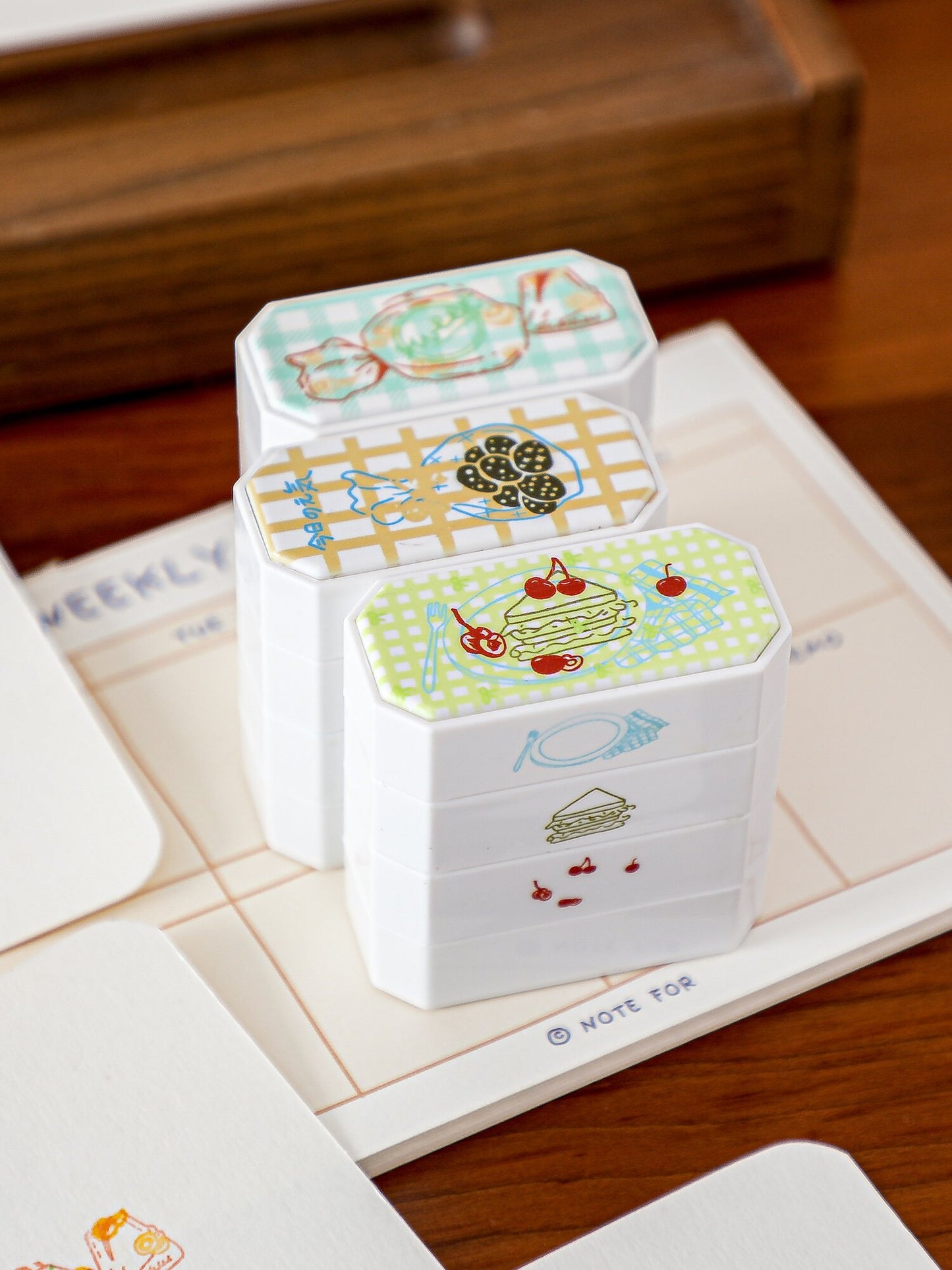 Creative Cute Multi-Layer Cartoon Stamp Set - Candy, Cookie, Cherry Cake