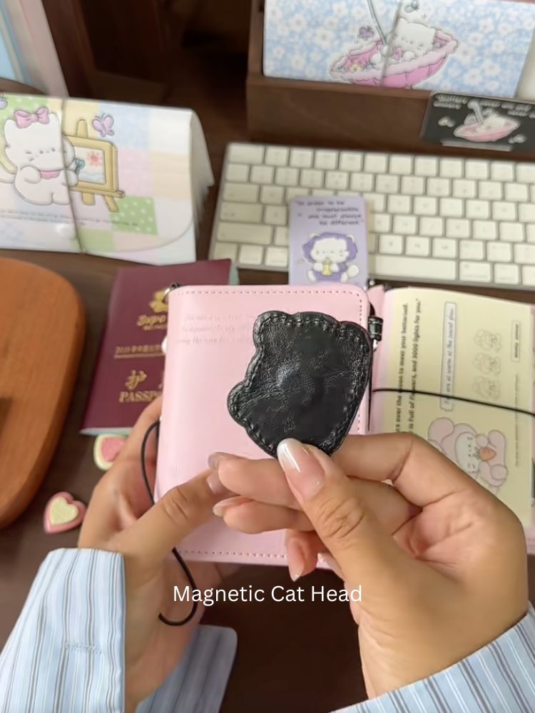 M5 Magnetic Cat Leather Binder Cover