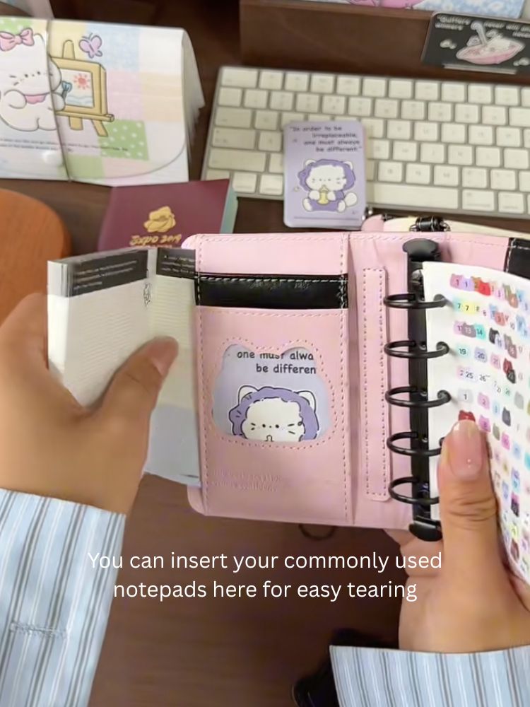 M5 Magnetic Cat Leather Binder Cover