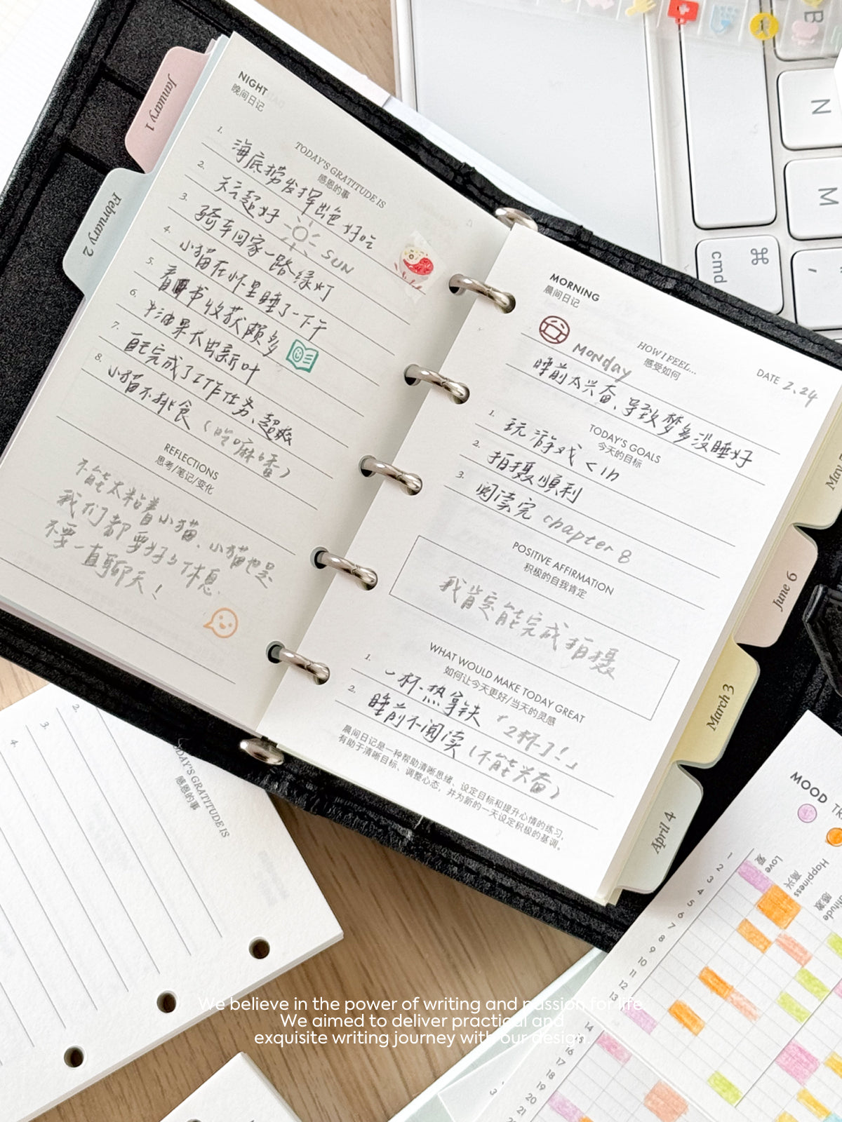 Loose-Leaf Paper Core M5A7 | Mood Tracker & Gratitude Diary