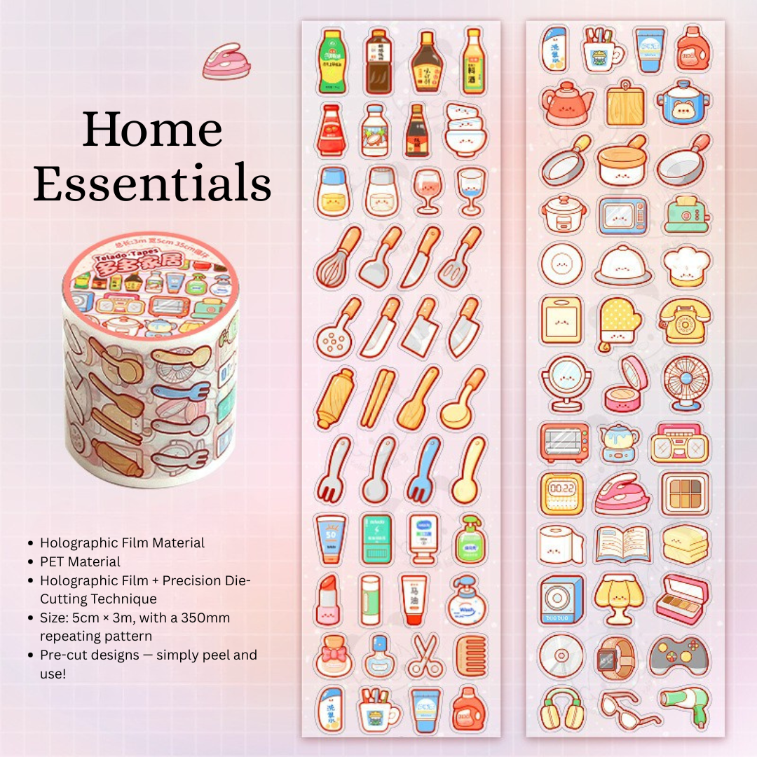 Daily Life PET Waterproof Die-Cut Sticker Roll