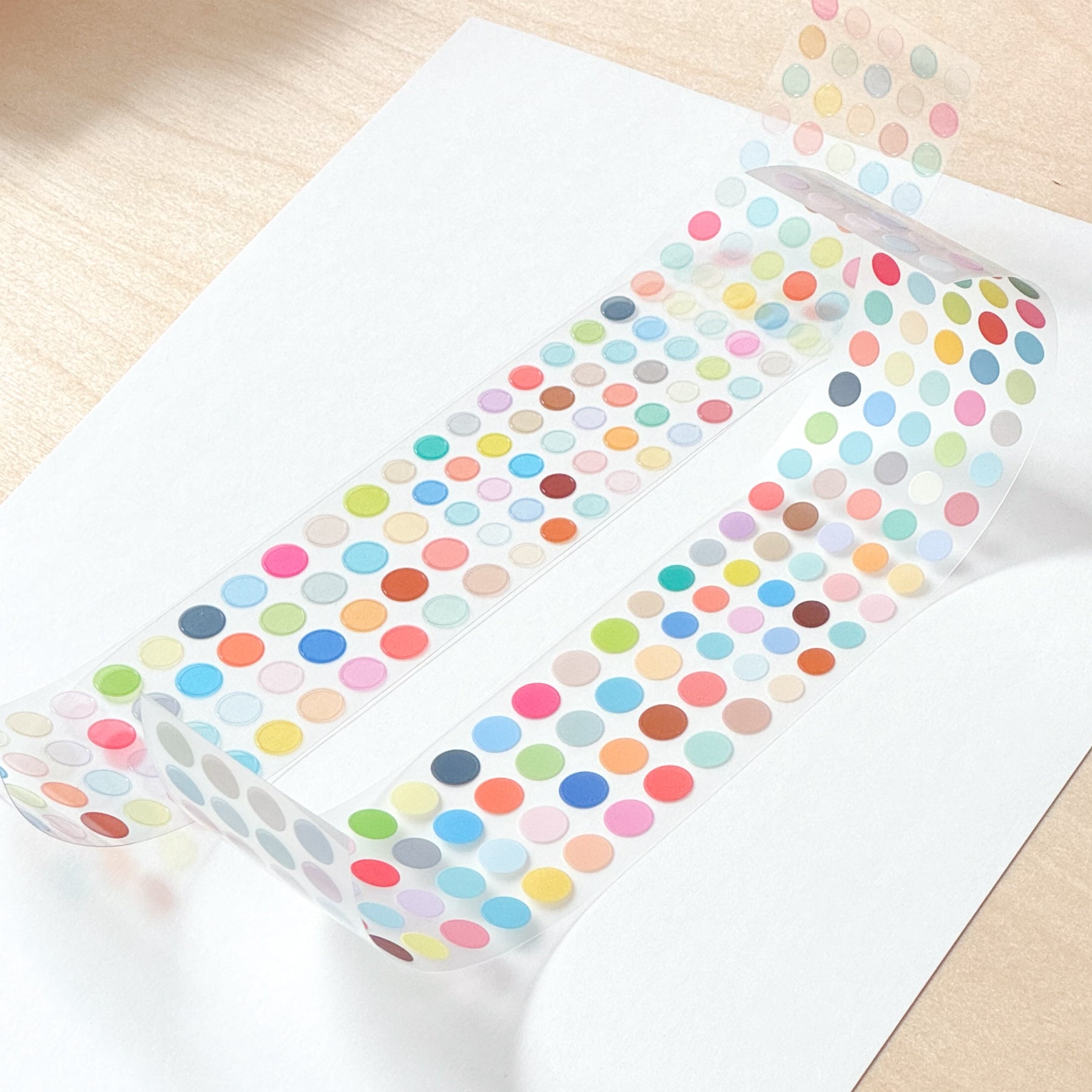 Original Design Double Through-Cut Film Tape Basic Dot Pull-Strip Square Sticker Roll