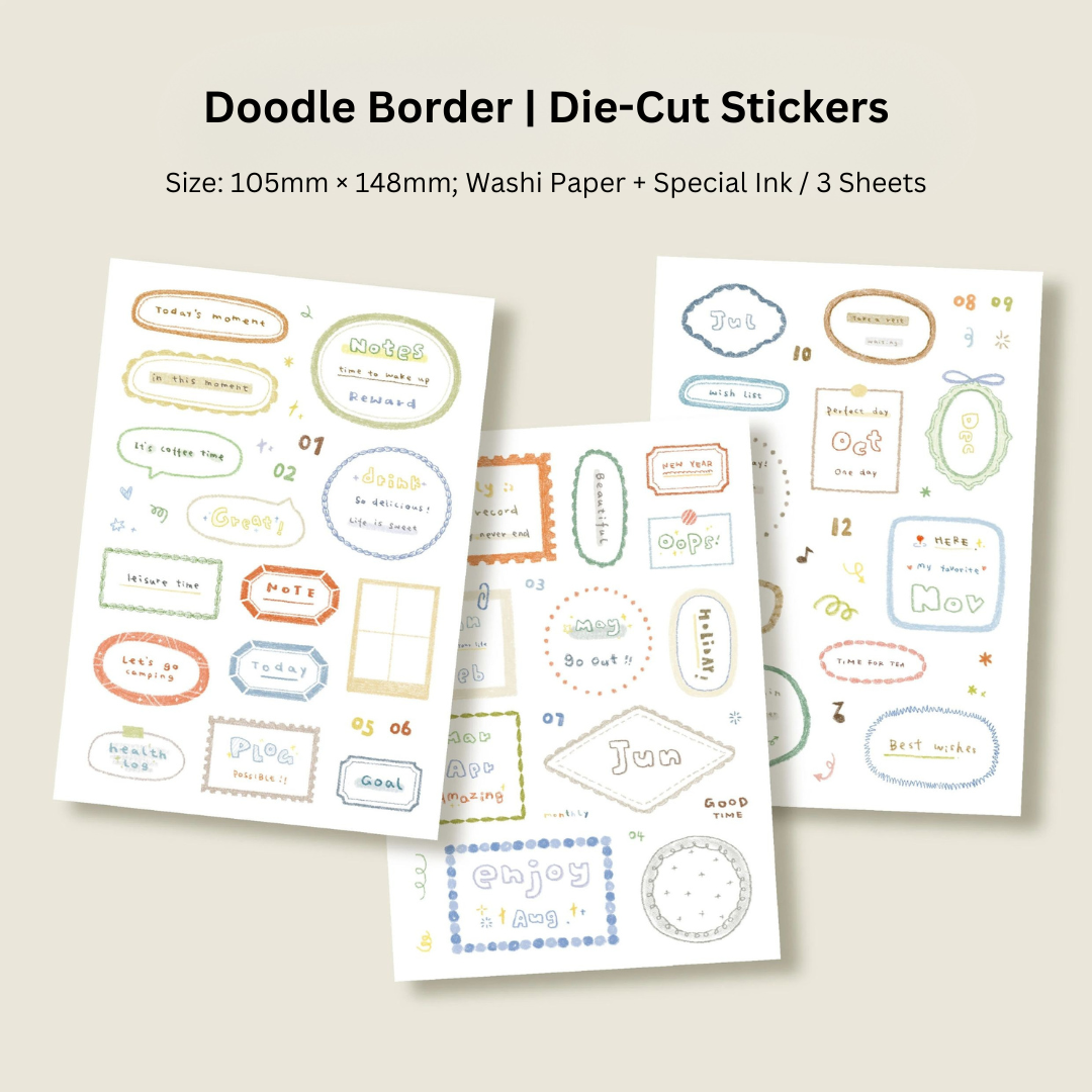 Writing Notes & Doodle Border Washi Tapes & Die-cut Stickers