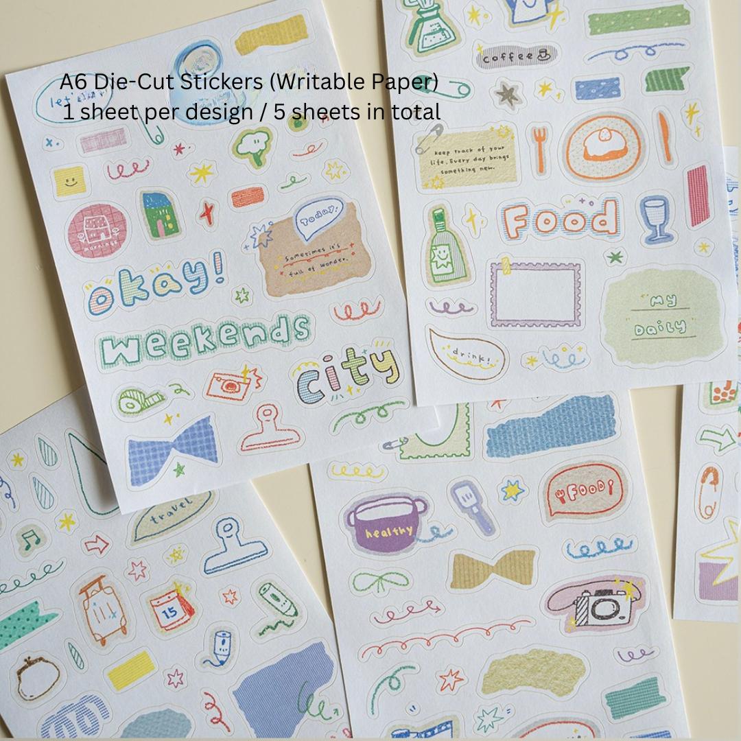 Background Pattern & Doodle Decorative Washi Tape and Sticker