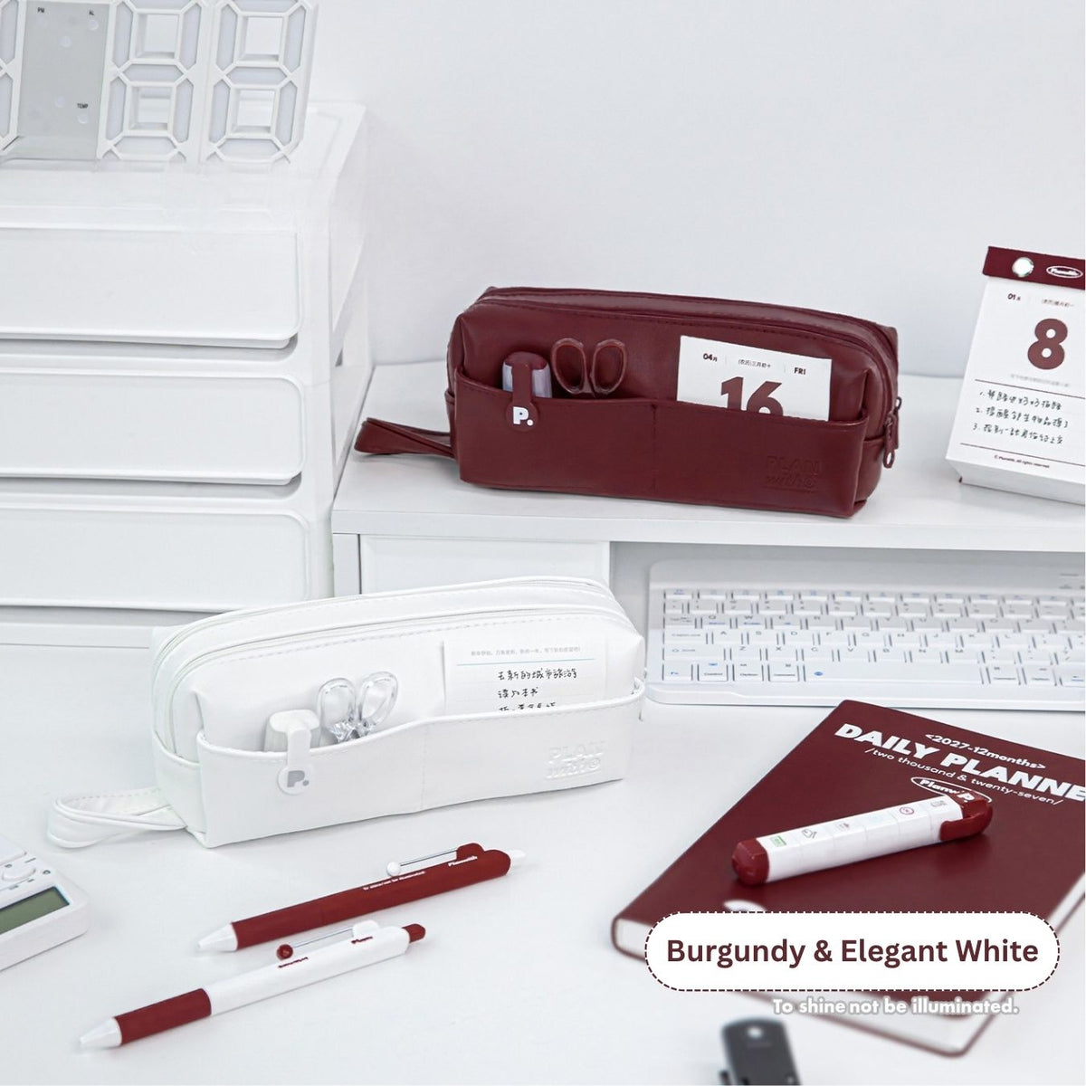 Dual-Opening PU Leather Pencil Case