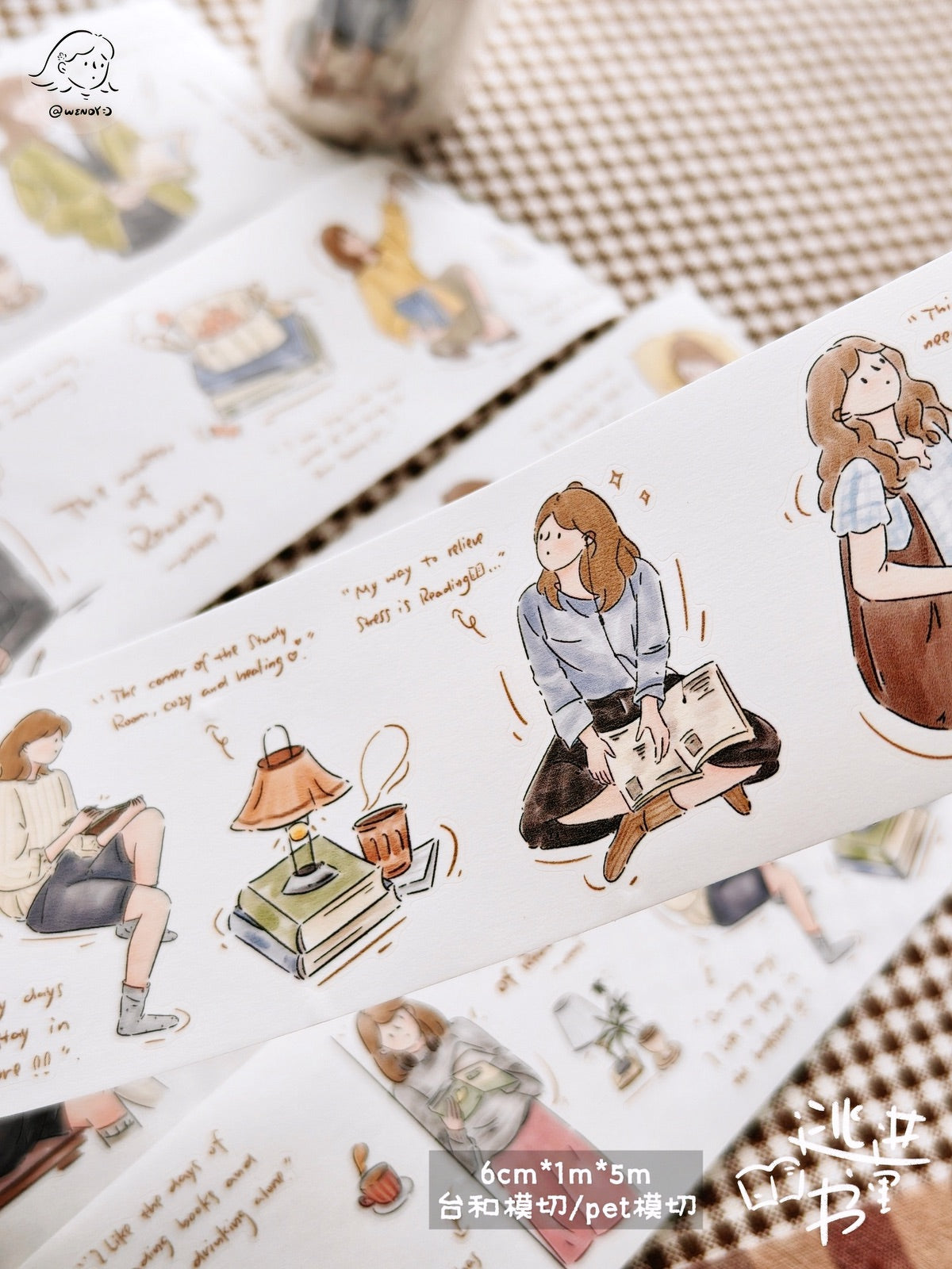 Escape into Books Original Illustrated Washi & PET Sticker Tape