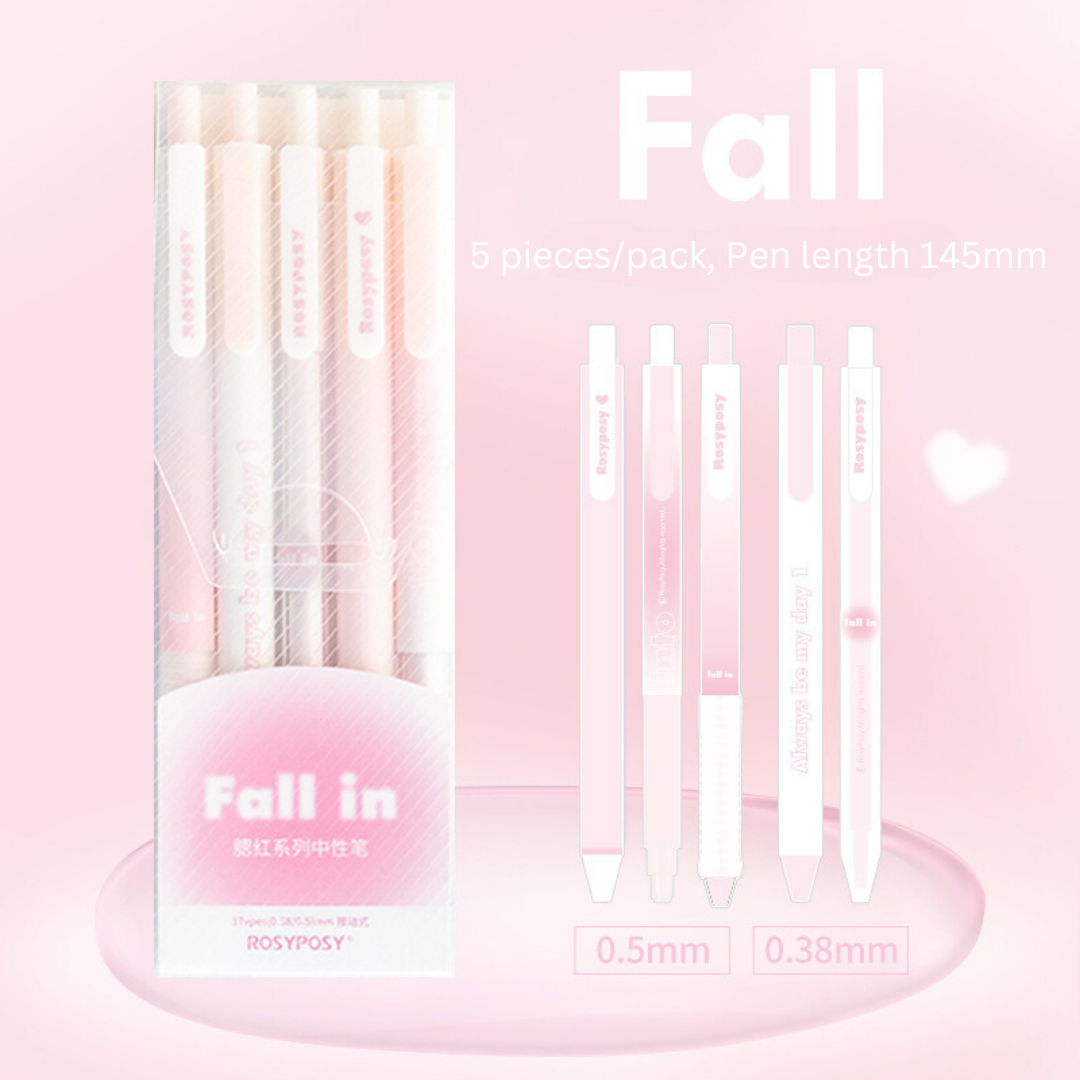 Fall Collection Push Type Gel Pen Set Fine Tip