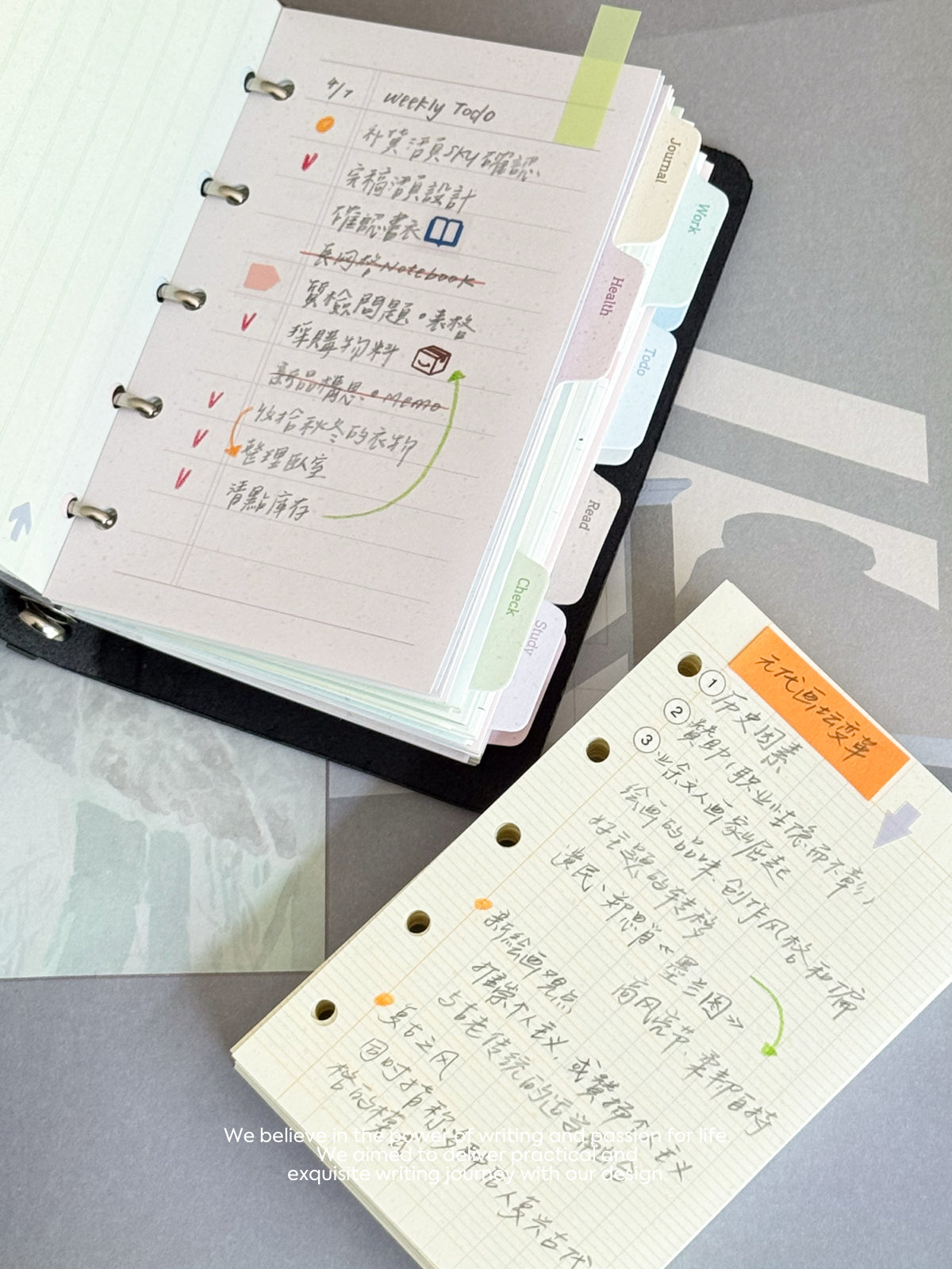 Five-Color Writing Set – Loose Leaf Paper Refills for M5 / A7