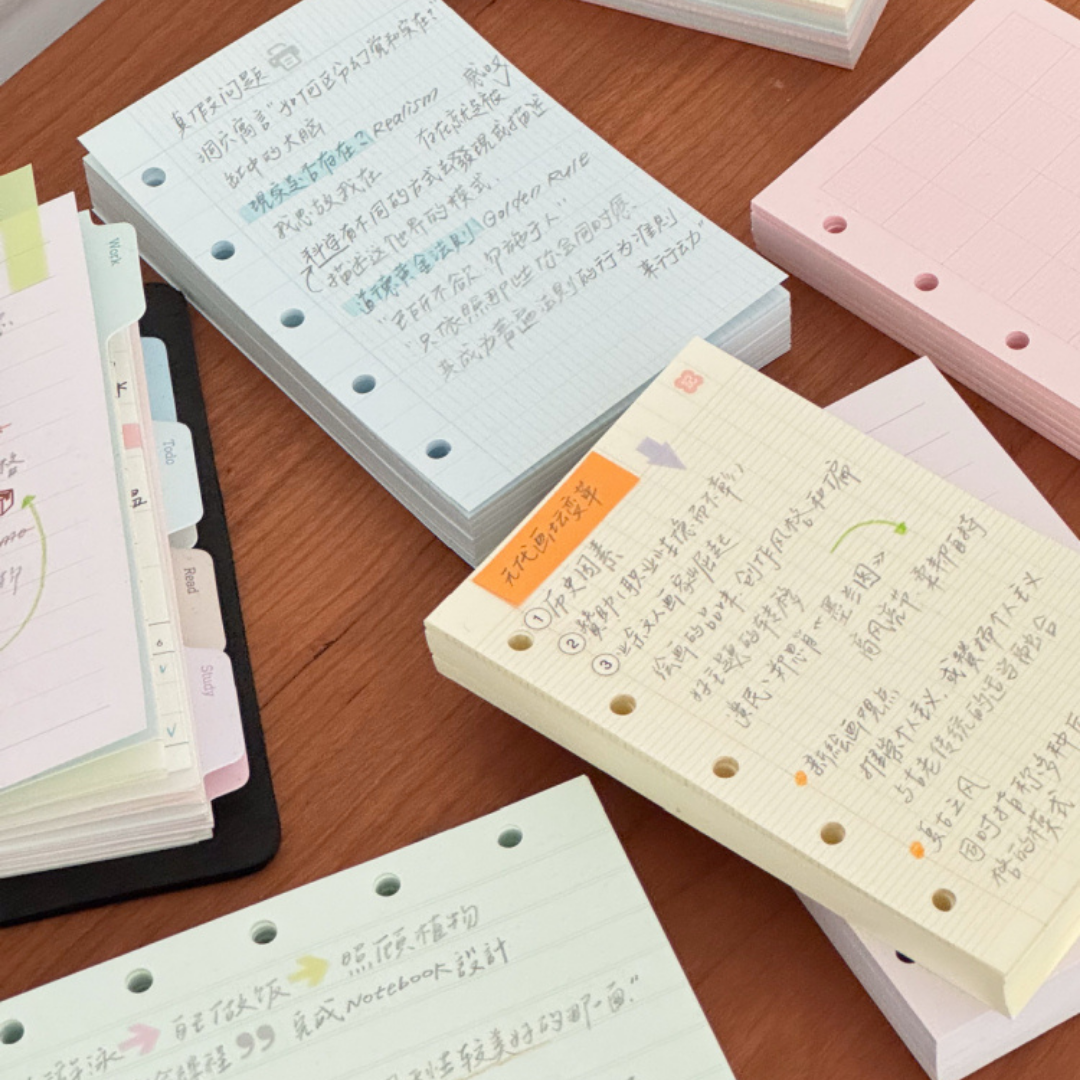 Five-Color Writing Set – Loose Leaf Paper Refills for M5 / A7