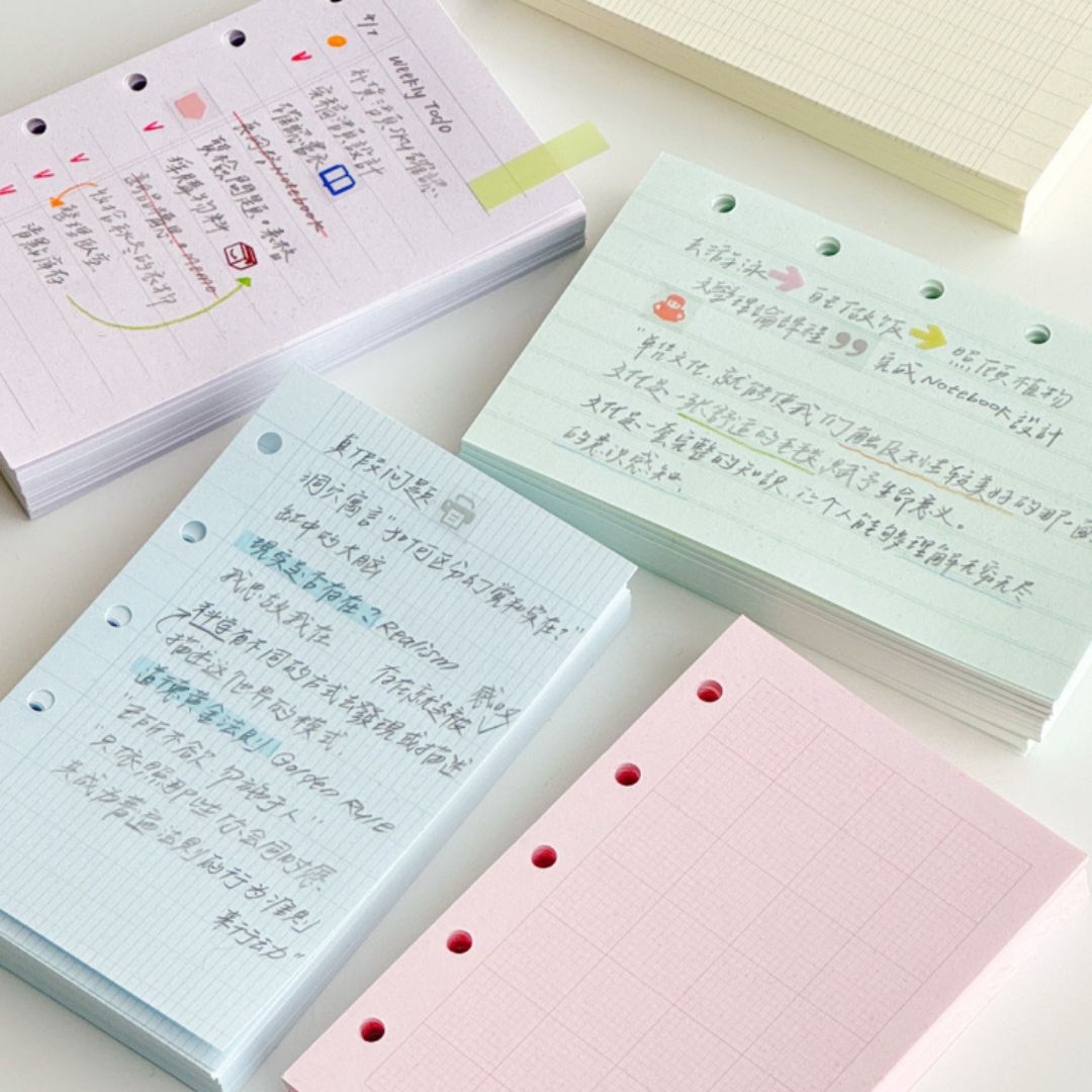 Five-Color Writing Set – Loose Leaf Paper Refills for M5 / A7