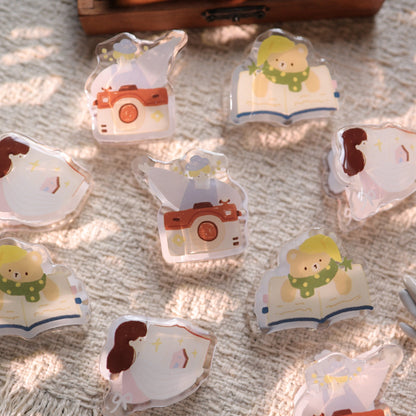 Girl & Bear Cute Acrylic Resin Paper Clips