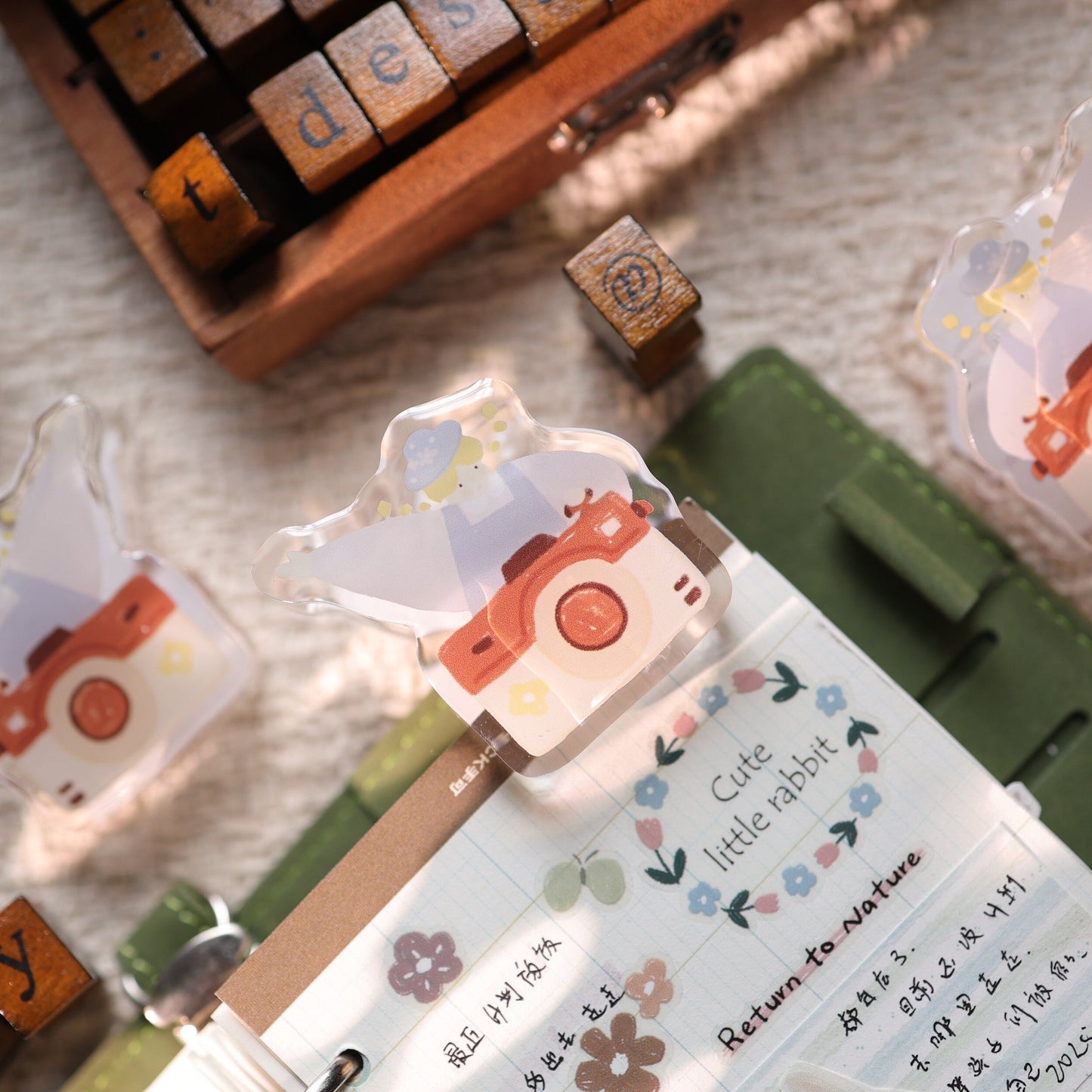 Girl & Bear Cute Acrylic Resin Paper Clips