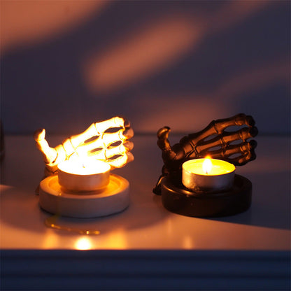 Gothic Halloween Skeleton Hand Candle Holder
