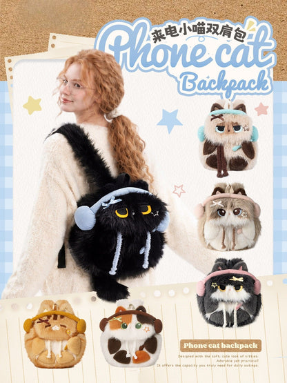 Headphone Cat Plush Backpack