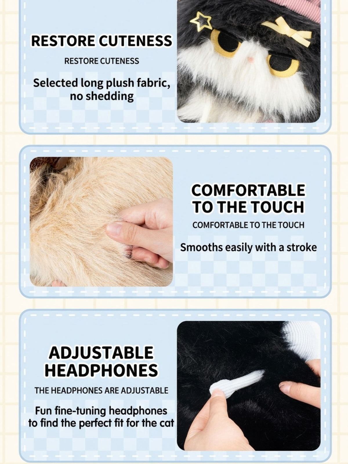 Headphone Cat Plush Backpack