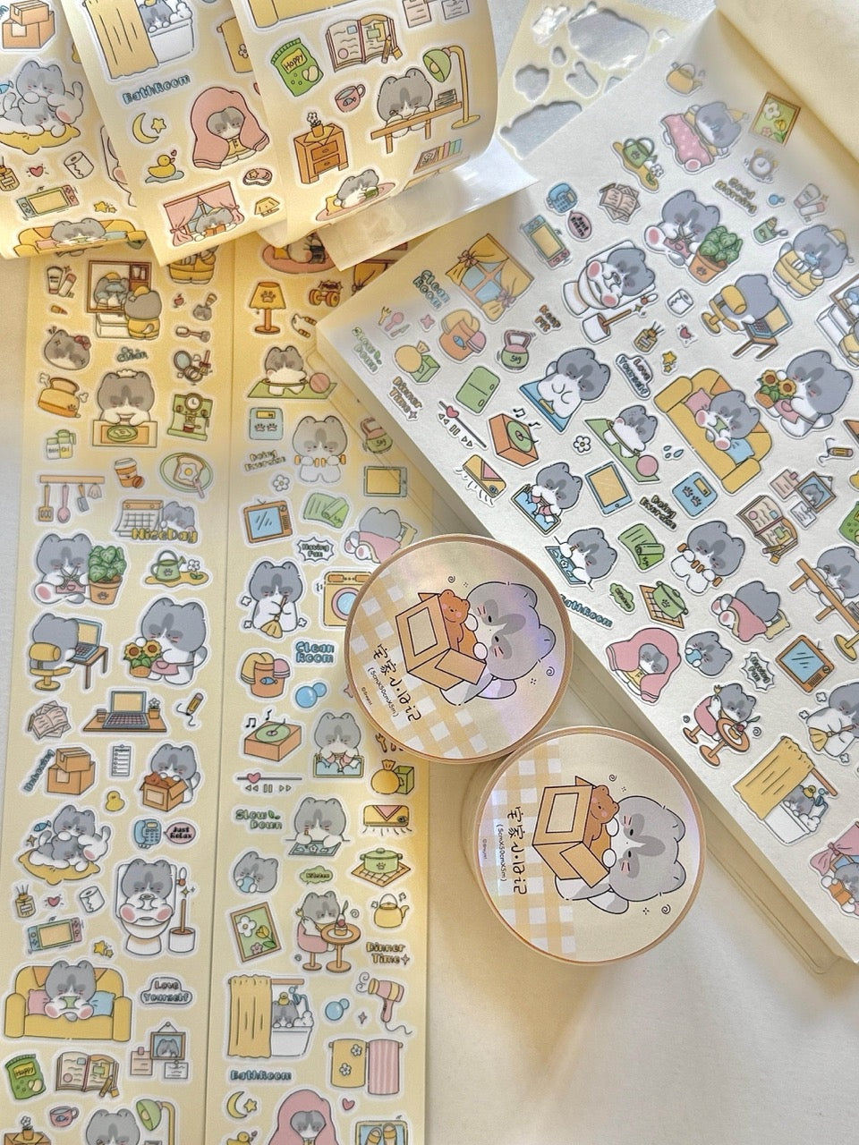 Homebody Cat Diary Synthetic Paper Sticker Roll