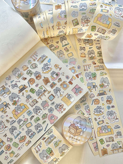 Homebody Cat Diary Synthetic Paper Sticker Roll