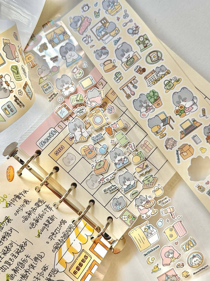 Homebody Cat Diary Synthetic Paper Sticker Roll
